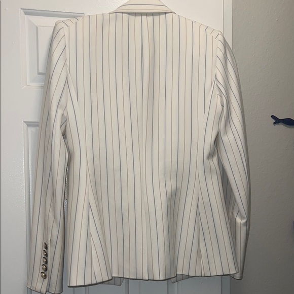 Veronica Beard White and Blue Pinstripe Blazer - Picture 4 of 5